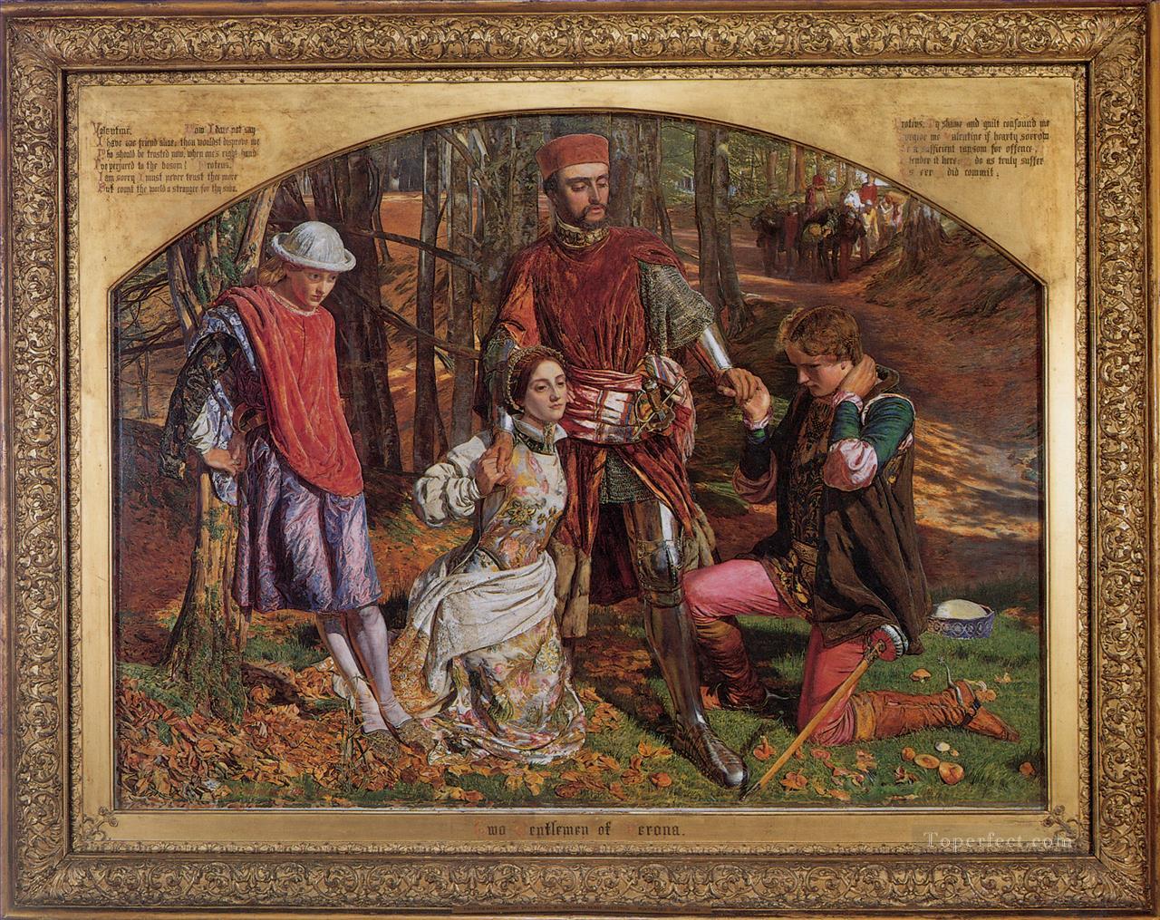 バレンタイン プロテウスからシルビアを救出 イギリス人のウィリアム・ホルマン・ハント油絵